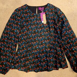 J.Crew NWT Liberty Floral Print Red Blue Black Top M
